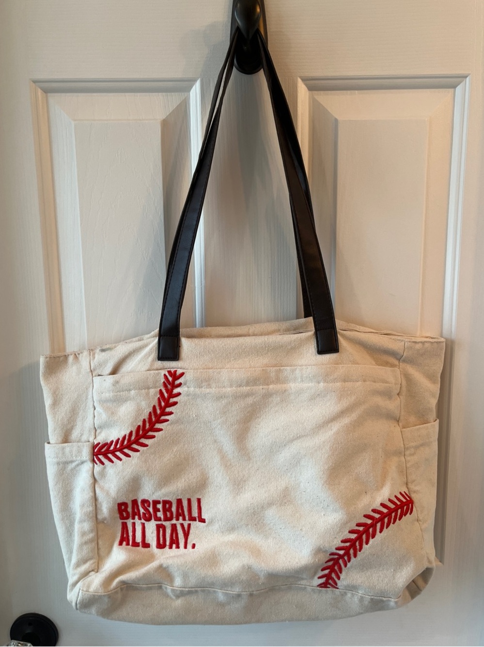 Canvas 'Baseball All Day' Tote Bag